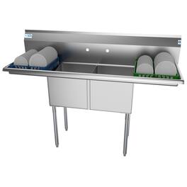 Koolmore - 60 in. Two Compartment Sink with 2 Drainboards, Bowl Size 15"x 15"x 12" SB151512-15B3 - Stainless Steel