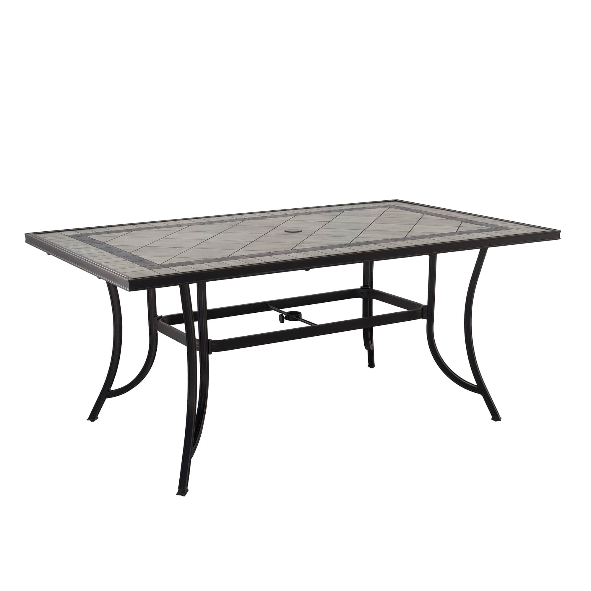 Mondawe - 67Inch Rectangle Aluminum Frame Tile Dining Table - Black