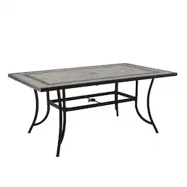 Mondawe - 67Inch Rectangle Aluminum Frame Tile Dining Table - Black