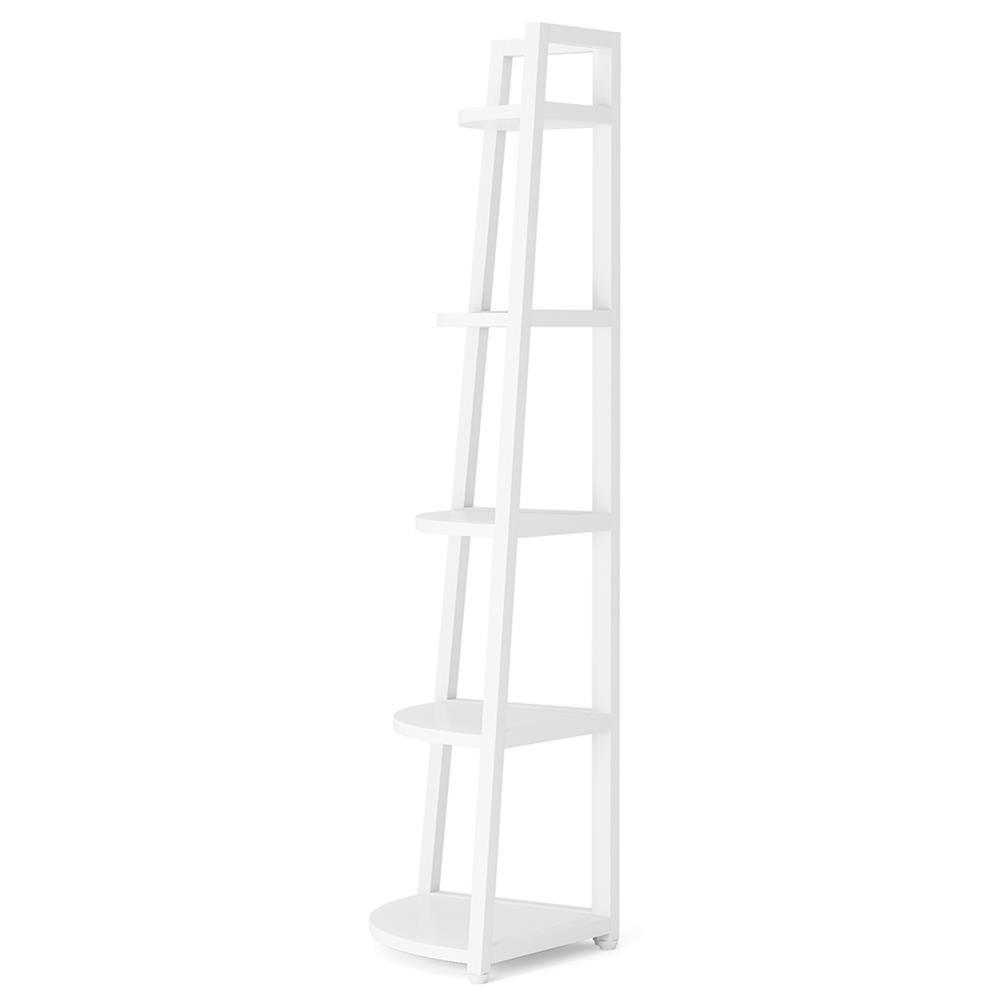 Angle. Kadyn - Kadyn Bookshelf, Storage Shelf, Bookcase,5-Tier Corner Shelf, 70" Tall Corner Ladder Shelf Small Bookshelf,White - White.