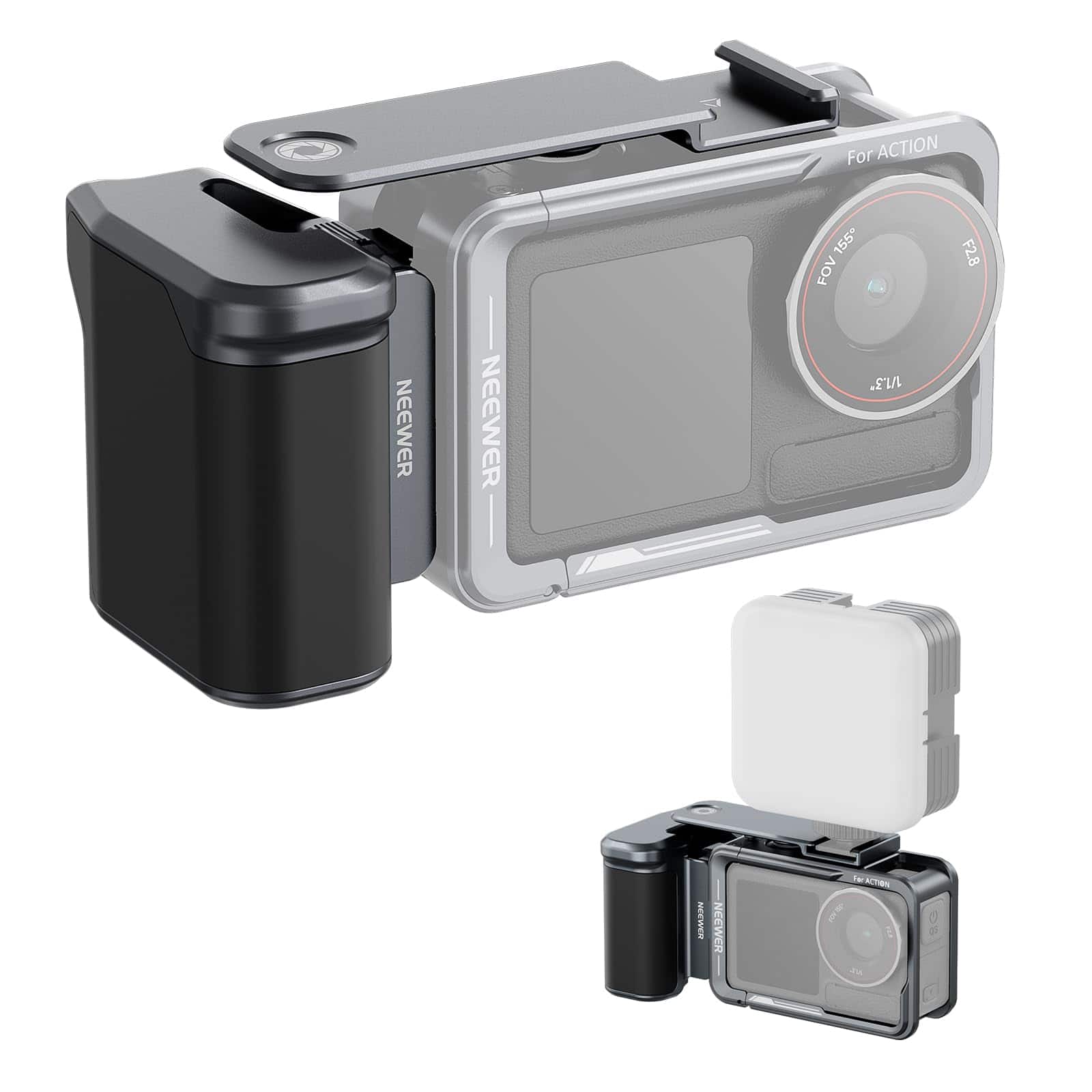 Neewer - Side Handle for AC014 Cage (DJI Action 5 Pro/4/3), Magnetic, Dark Gray