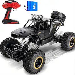 Wisairt - 1:12 Scale Large RC Car, 4WD Remote Control Monster Truck, 2.4 GHz Alloy RC Truck for Kids & Adults 6+, Birthday Gift - Black