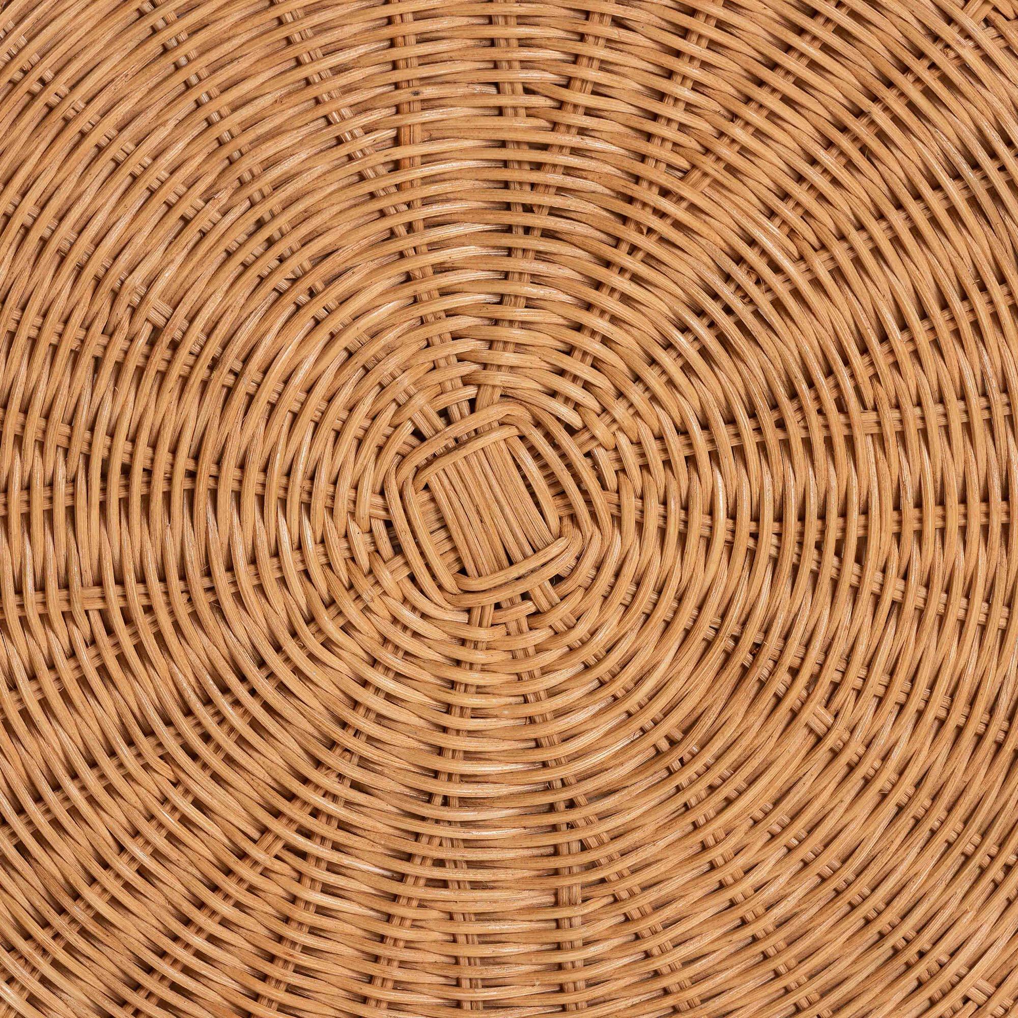 Alt View 5. bali & pari - Dayo Scalloped Natural Rattan Console Table with Drawer - Handwoven Wicker with Flared Skirt, Round - Light Honey.