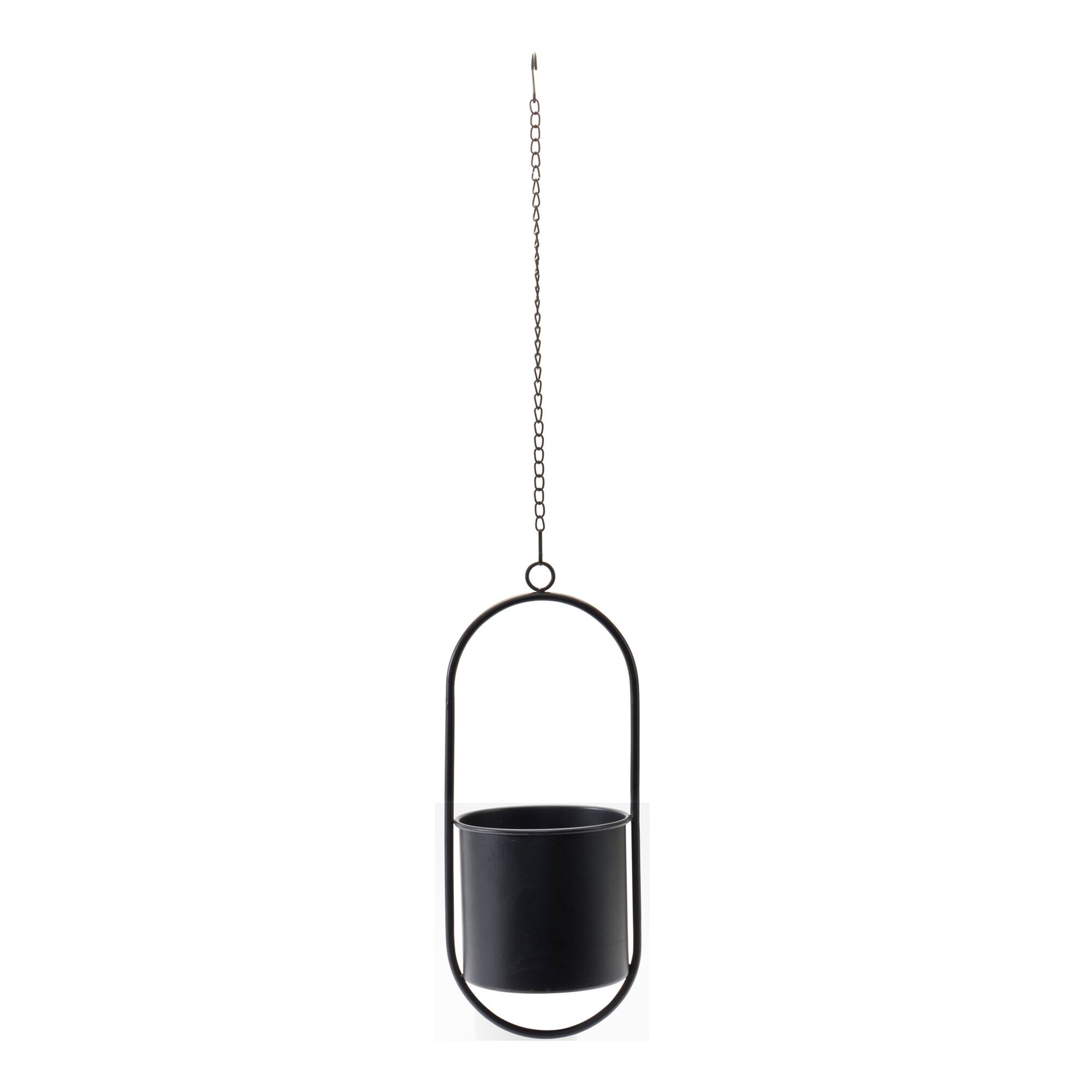 Alt View 2. BreeBe - Modern Hanging Planter with Frame (Set of 2) - Black.