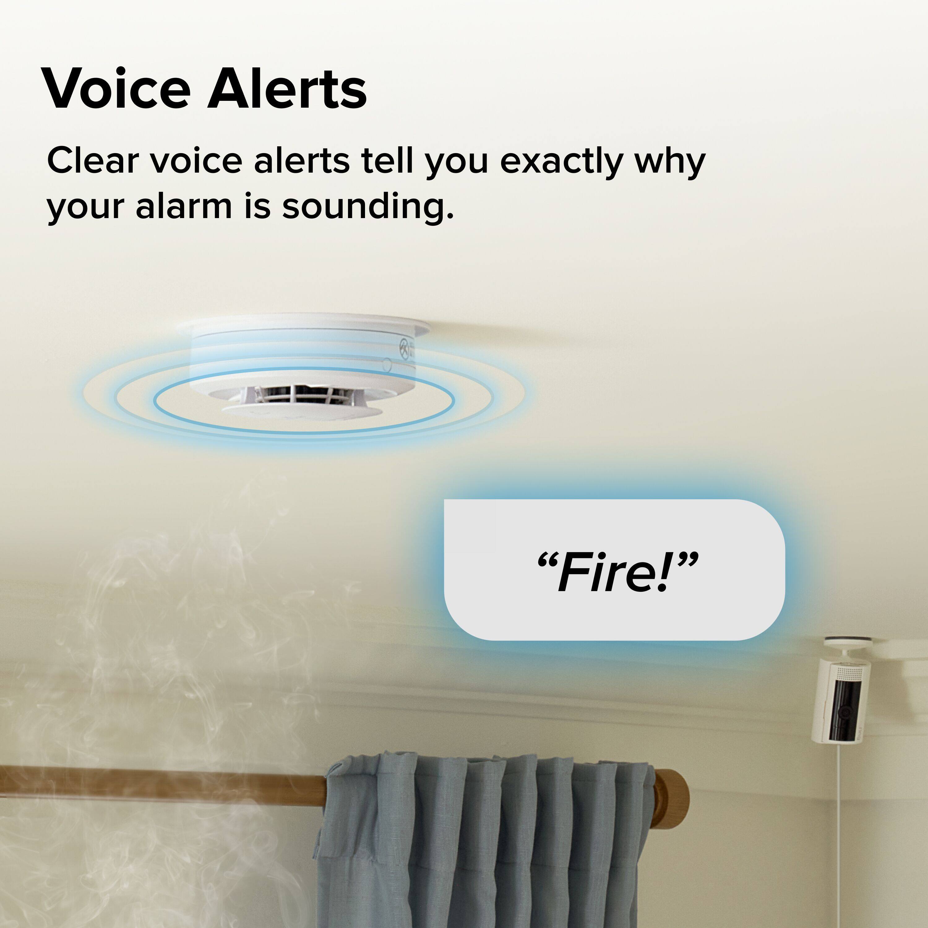 Voice Alerts

Clear voice alerts tell you exactly why your alarm is sounding.

"Fire!"