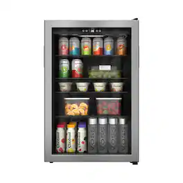 Koolmore - 20 in. 4.5 cu. ft. Glass-Door Beverage Refrigerator Merchandiser with a 120-Can Capacity (KM-BR45SS) - Black