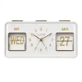 La Crosse Clock Co. - Daily Flip Tabletop Alarm Clock with Calendar - White