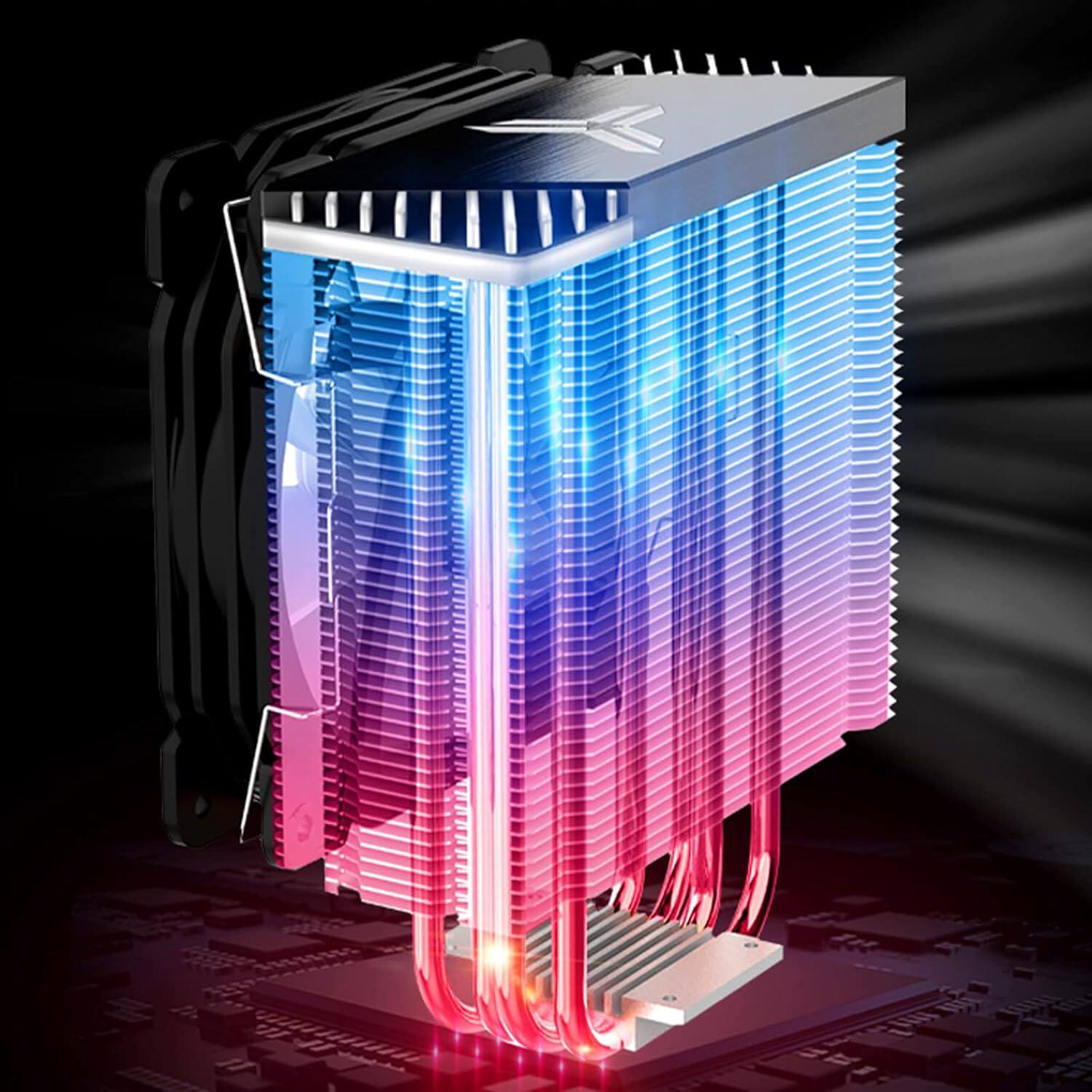 Alt View 4. Core Tech - CR1400 RGB CPU Air Cooler with 92mm PWM Fan and 4 Heat Pipes for Intel and AMD Sockets - Black.