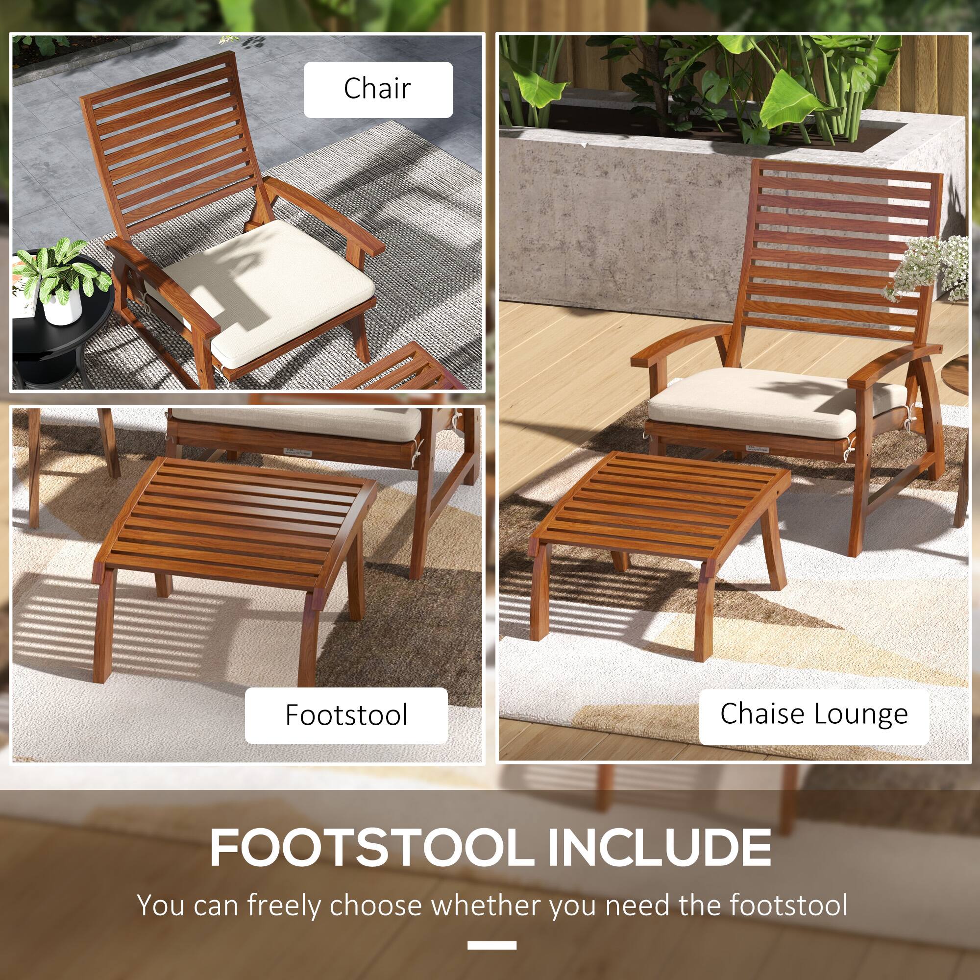 FOOTSTOOL INCLUDE

Chair
Footstool
Chaise Lounge

You can freely choose whether you need the footstool