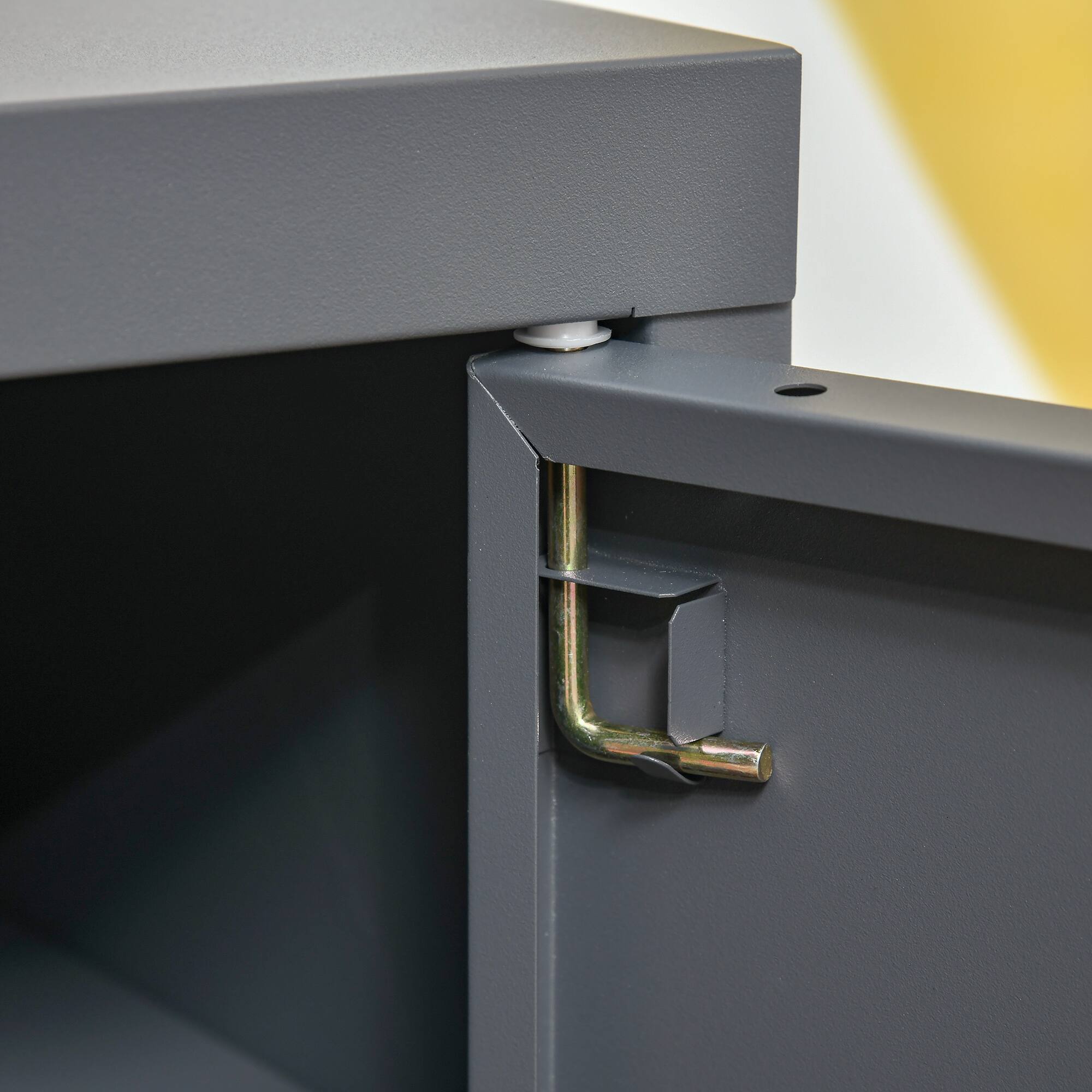 Alt View 4. Homcom - Industrial End Table, Living Room Side Table with Locker-Style Door and Adjustable Shelf - Grey.