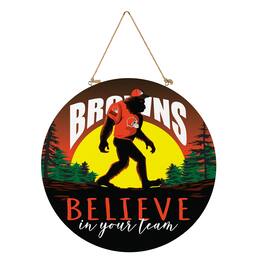 Evergreen Enterprises - Cleveland Browns 18" Bigfoot "Believe in Yourself" Team Logo Wood Round Door Sign - Multicolor