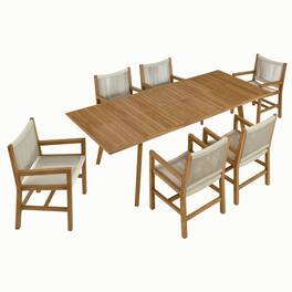 Modway - Vienna 7-Piece Outdoor Teak and Rope Dining Set with Armchairs - Natural Natural