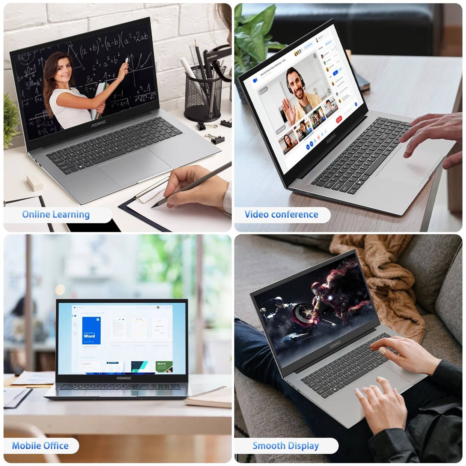 - Online Learning
- Video conference
- Mobile Office
- Smooth Display