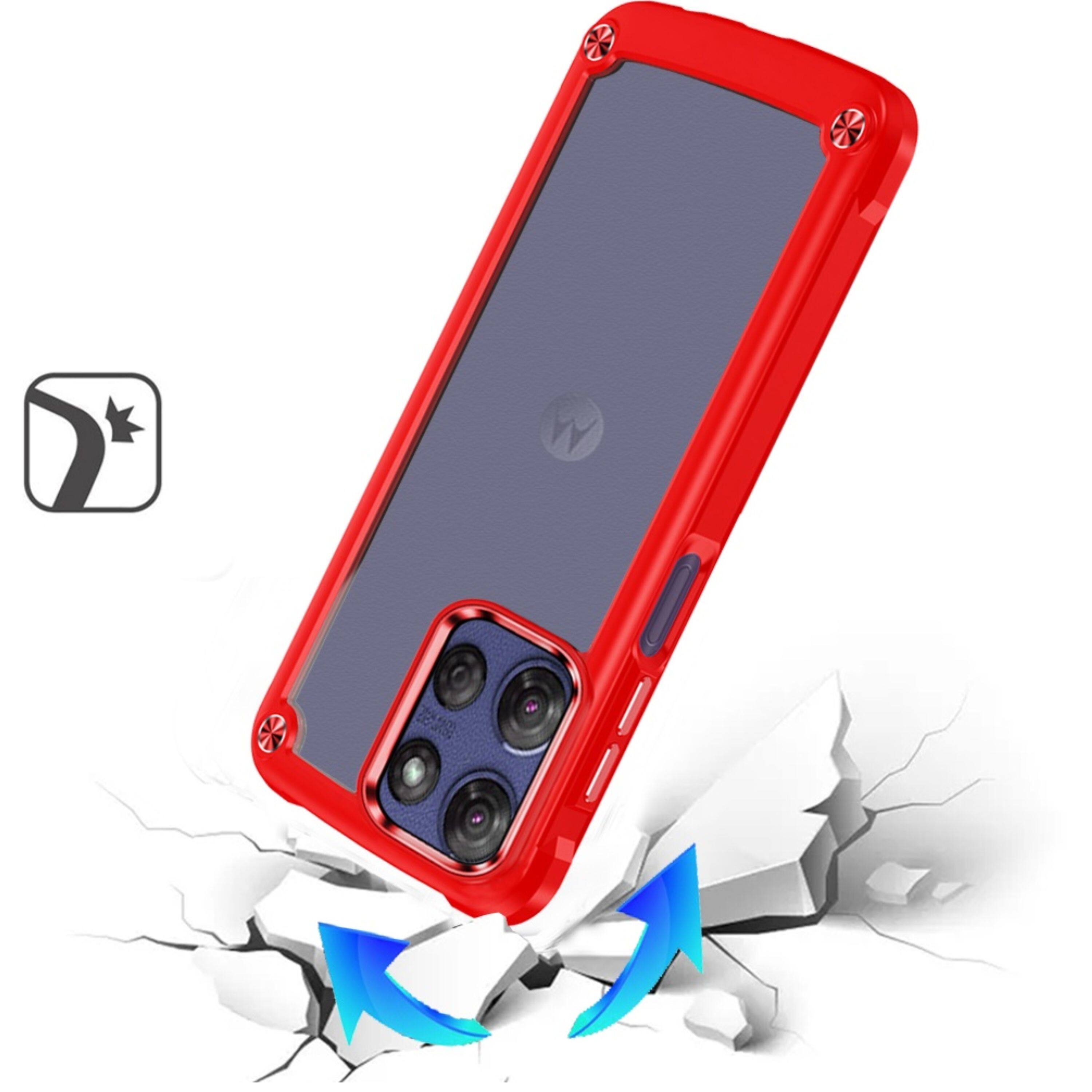 Left. Kitcheniva - Elegant Clear Back Phone Case With Metallic Buttons And Tempered Glass For Moto G Stylus 2026/2025 Red - Red.