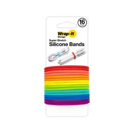 Wrap-It Storage - Super-Stretch Silicone Bands - (16-Pack) -Color - Multi