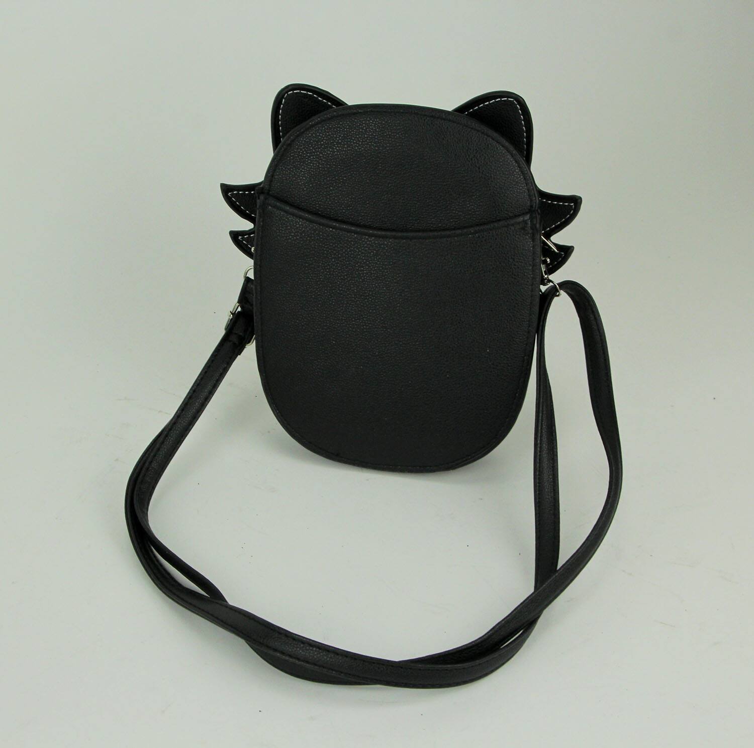 Alt View 1. Sleepyville Critters - Black Glow in the Dark Skeleton Cat Crossbody Purse Small - Black.