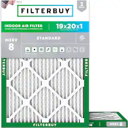 Filterbuy - 19x20x1 MERV 8 Dust & Allergy Defense, Electrostatic Pleated HVAC AC Furnace Air Filters Replacement (2-Pack) - Silver