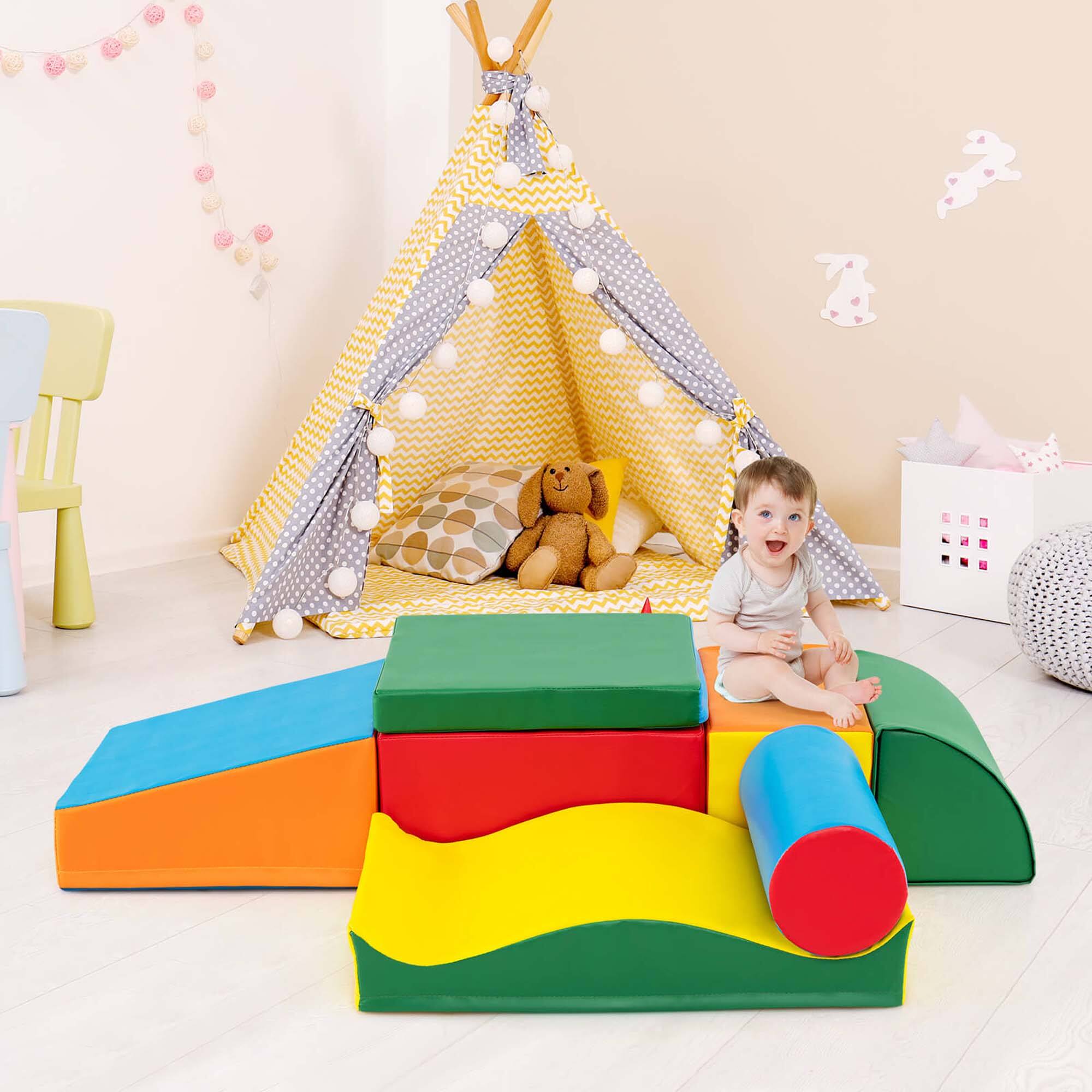 Alt View 1. Costway - Costway 7 PCS Lightweight Foam Corner Climber Toddlers Colorful Climbing Toys with EPE Foam - Multicolor.