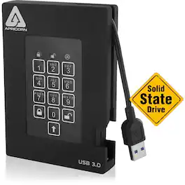 Apricorn - Aegis Padlock Fortress A25-3PL256-S2000F 2 TB Solid State Drive - 2.5" External - USB 3.0 - Black