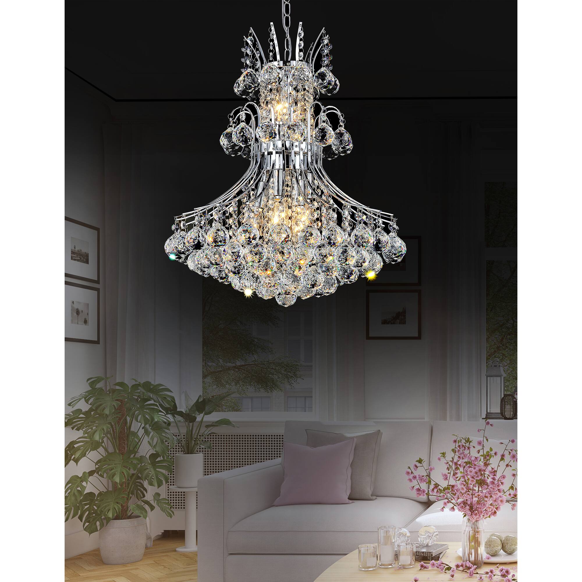 Alt View 3. CWI Lighting - Princess 8 Light Down Chandelier With Chrome Finish - Chrome.