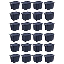 Sterilite - Tuff1 18 Gal Plastic Storage Tote Bin w/Latching Lid, Blue (24 Pack) - Dark Indigo