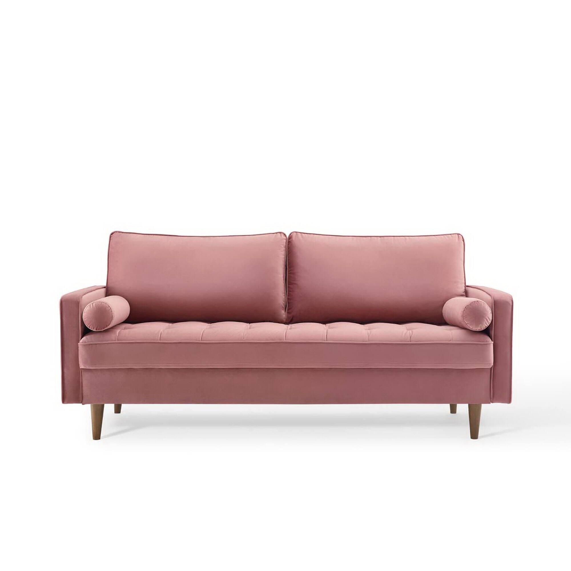 Alt View 2. Modway - Valour Performance Velvet Sofa by Modway - Red.