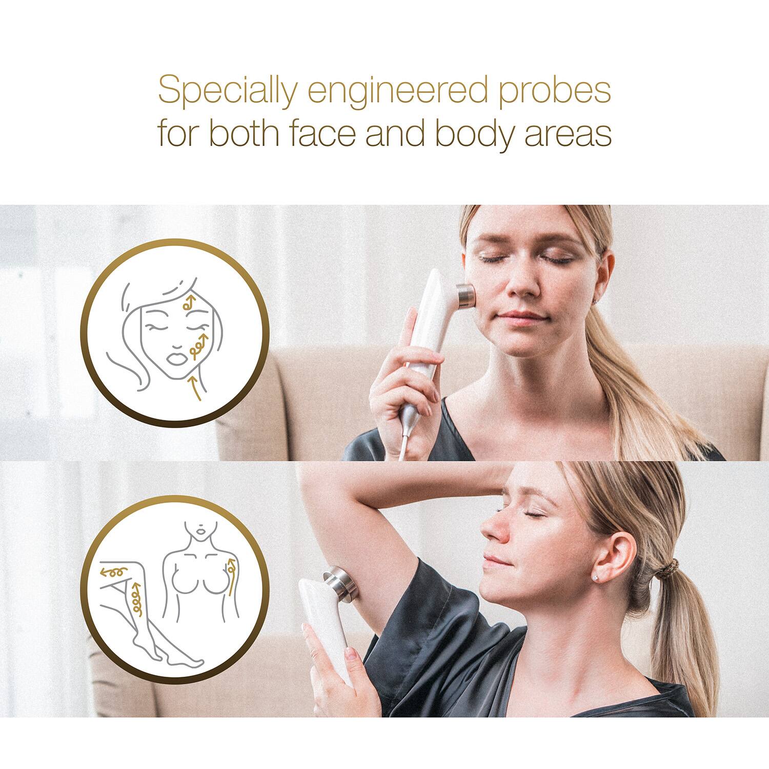 Specially engineered probes for both face and body areas