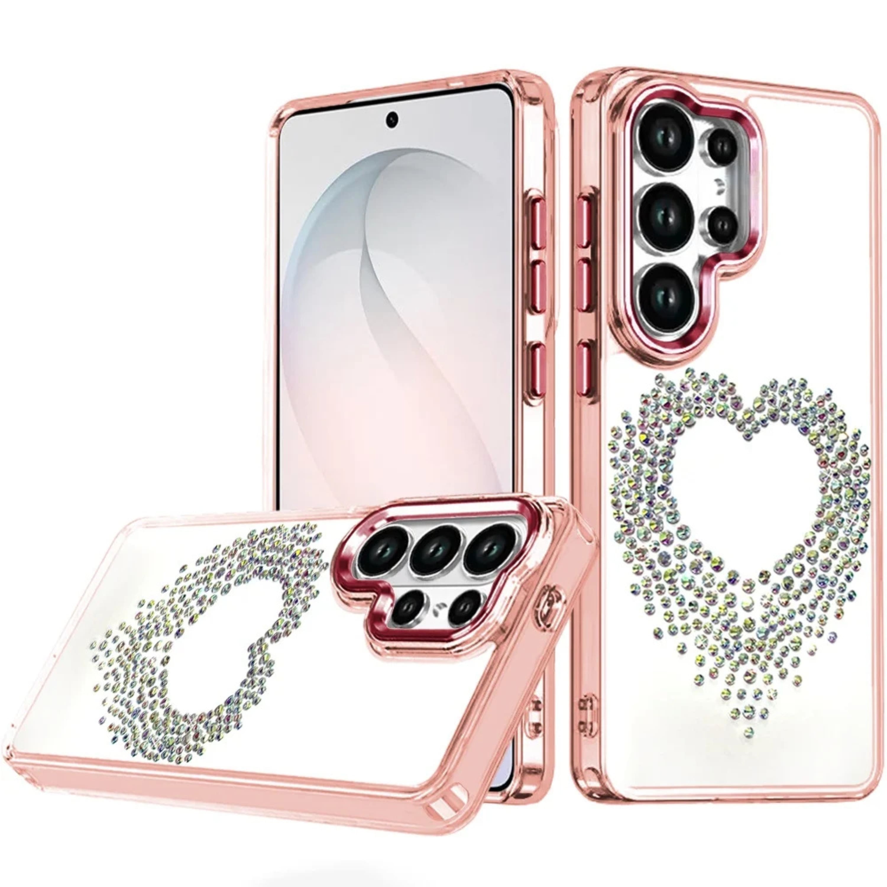 Kitcheniva - Heart Shaped Rhinestone Clear Case With Tempered Glass For Samsung S26 Ultra - Rose Gold price history on PriceWatchPro