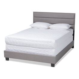 Baxton Studio - Ansa Modern and Contemporary Fabric Upholstered Bed - Grey/Black