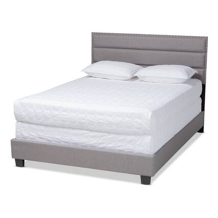 Front. Baxton Studio - Ansa Modern and Contemporary Fabric Upholstered Bed - Grey/Black.