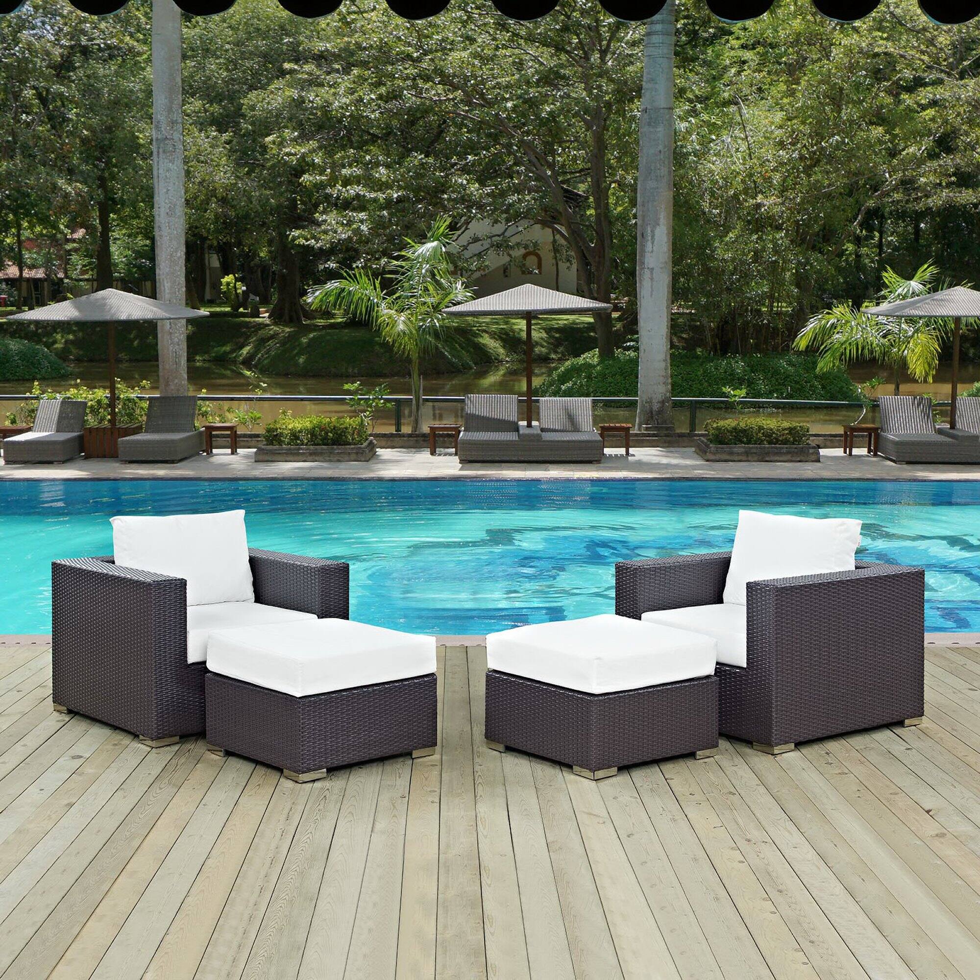 Alt View 2. Modway - Convene 4-Piece Outdoor Patio Sectional Set - Espresso White.