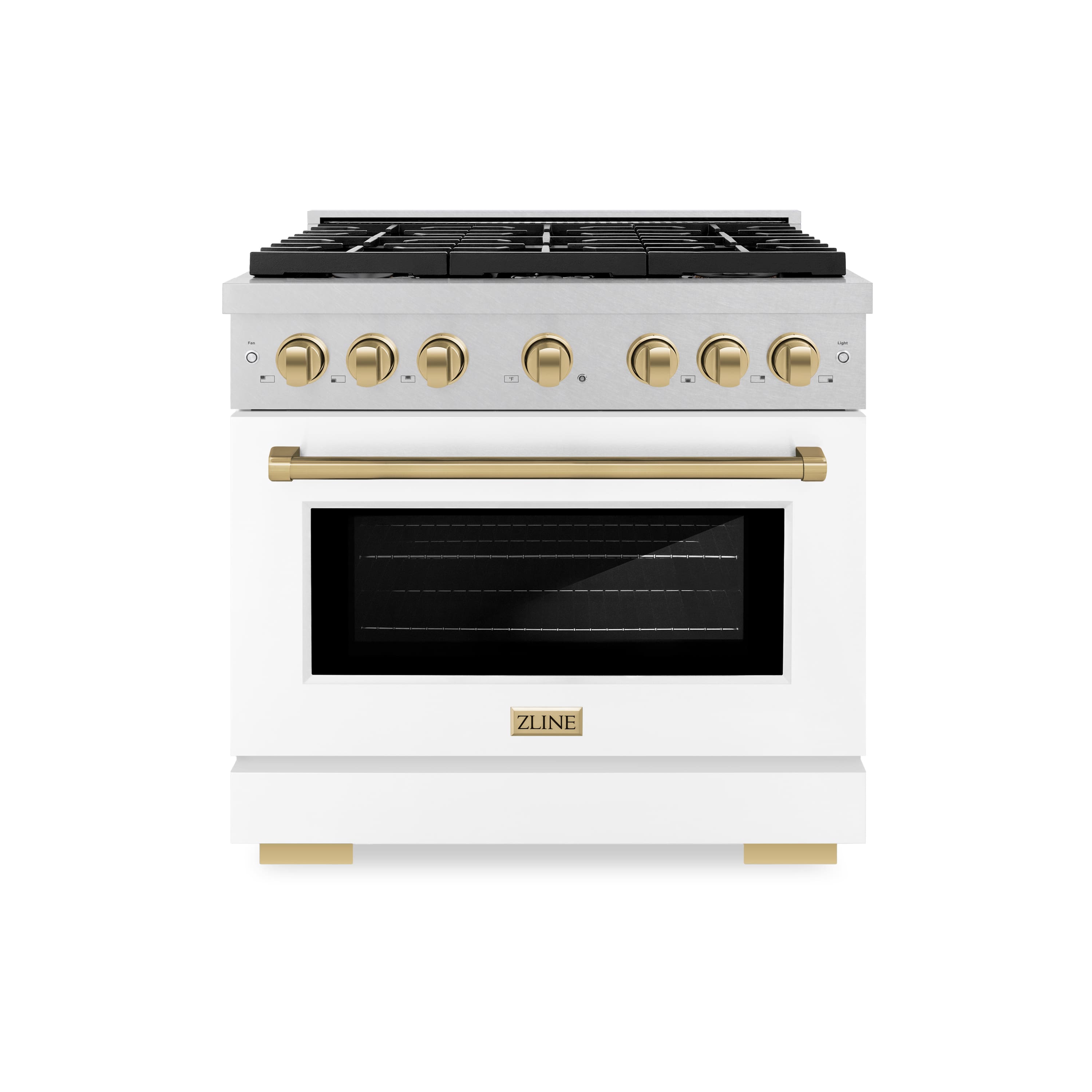 ZLINE - Autograph 36 in. Paramount Dual Fuel Range with White and Bronze Accents (SDRSZ-WM-36-CB) - White - Front_Zoom