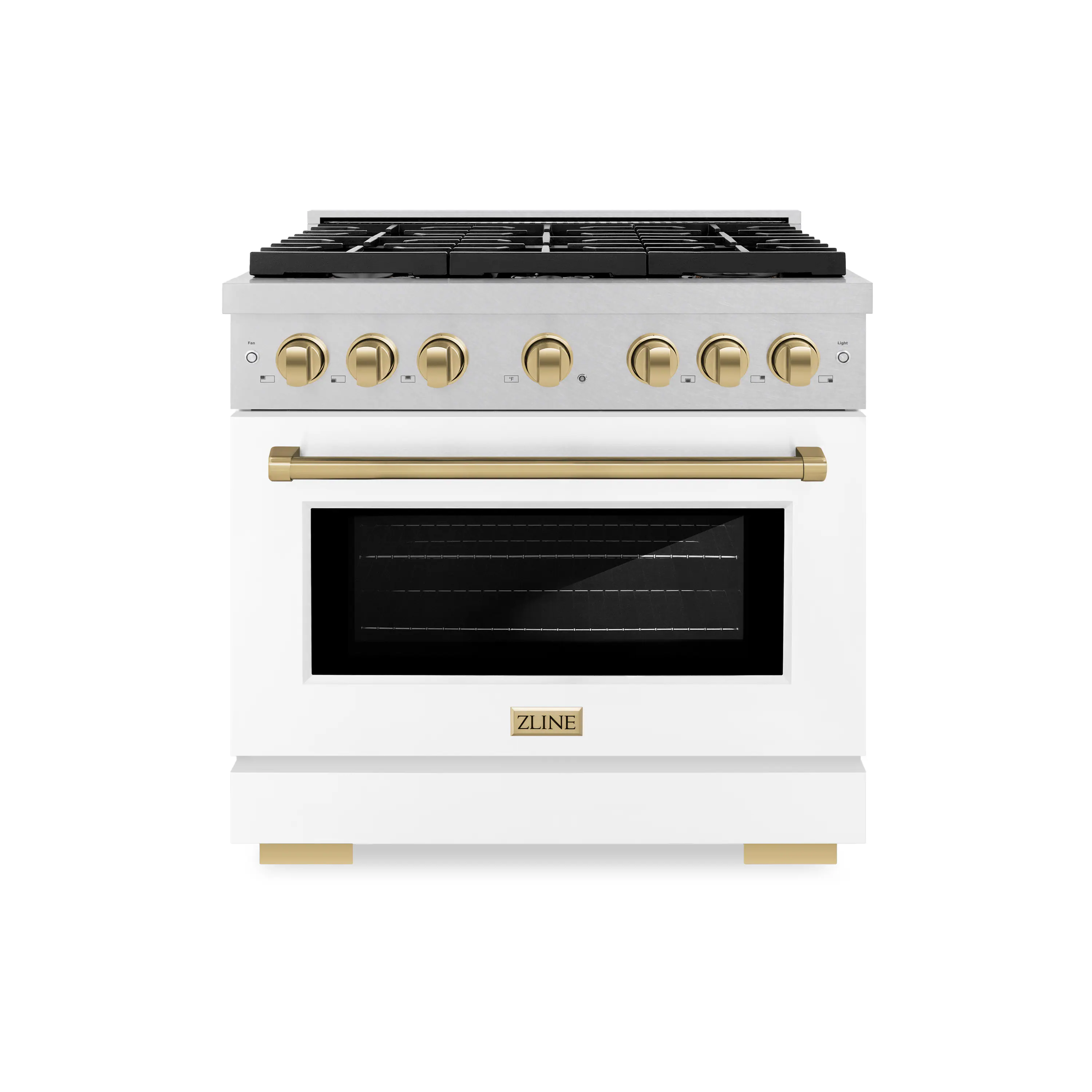 Front. ZLINE - ZLINE Autograph 36 in. Paramount Dual Fuel Range with White and Bronze Accents (SDRSZ-WM-36-CB) - White.