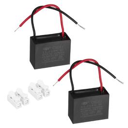 Unique Bargains - 2pcs 3.5uF CBB61 Ceiling Fan Capacitor, AC 450V 2 Wires with Terminal Blocks for Pump Motor Generator Blower - Black