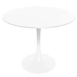 LeisureMod - Bristol Modern 35" MDF/Stone Round Dining Table, Mid-Century with White Pedestal Base for Kitchen - MDF - White