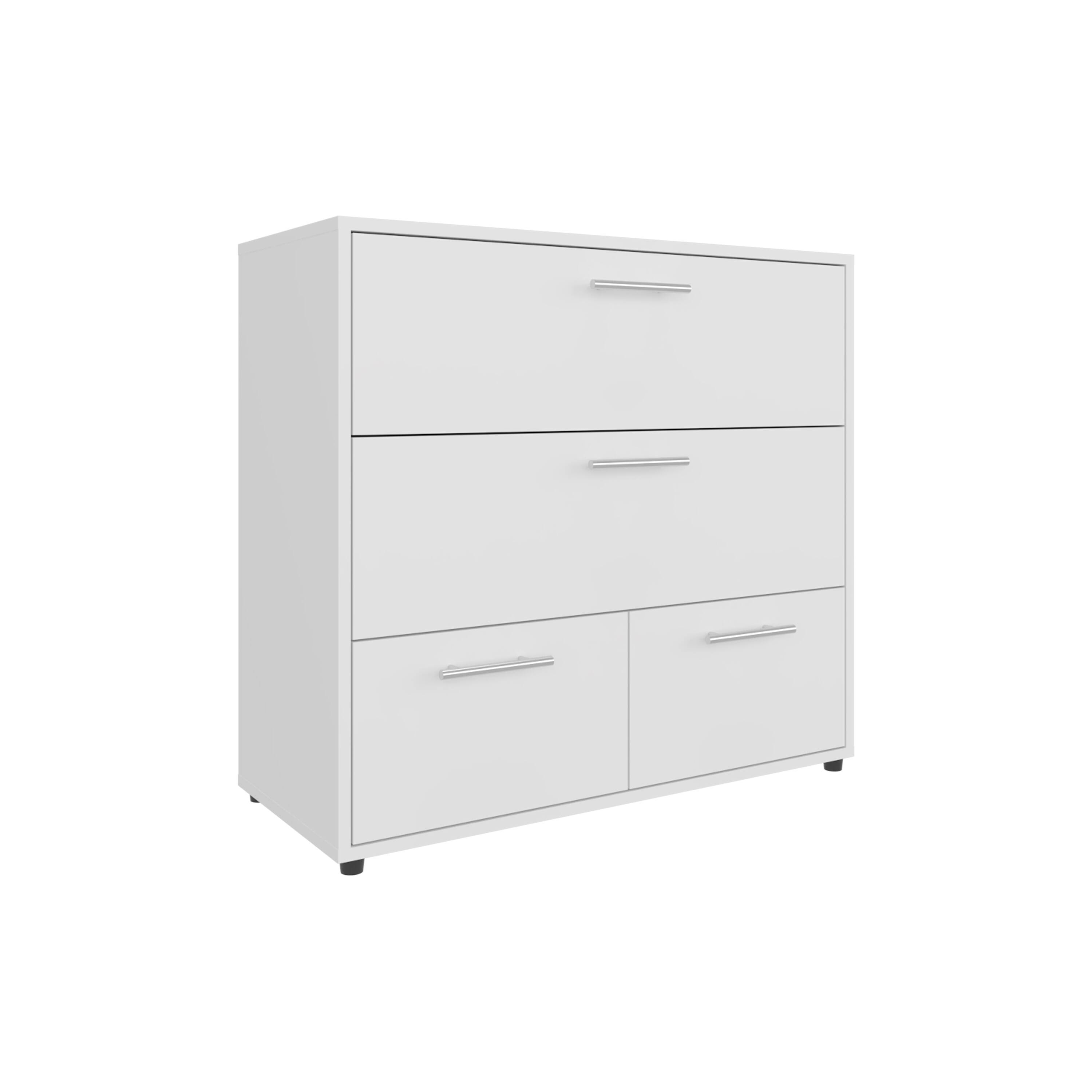 Alt View 1. TuHome - Alpine Wide Four Drawer Dresser, Bedroom Storage - White.