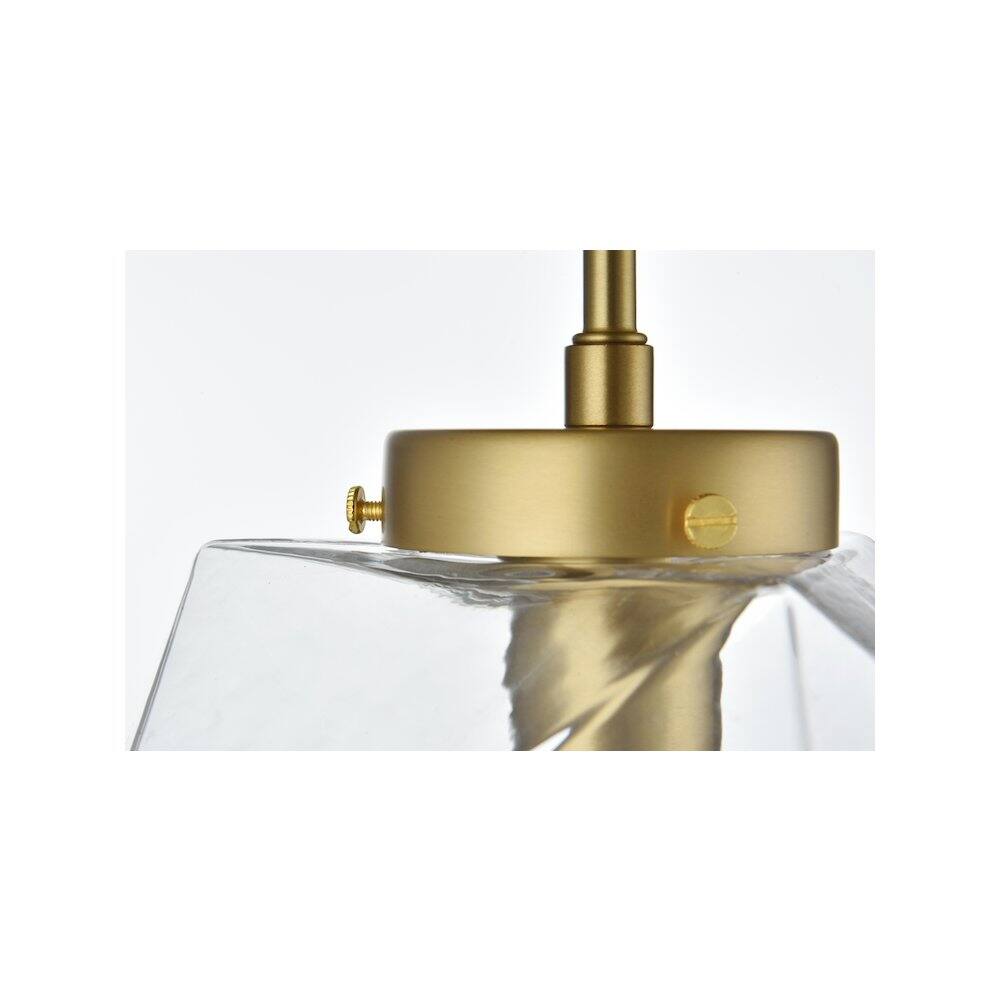 Alt View 4. Living District - Lawrence 10 Inch Flush Mount Ceiling Light Clear Shade in Satin Gold - Satin Gold And Clear.