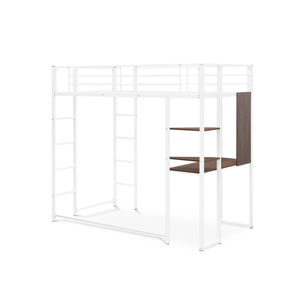 Left. East West Furniture - BUTLWHI Buckland Twin Loft Bed in powder coating white color - White.