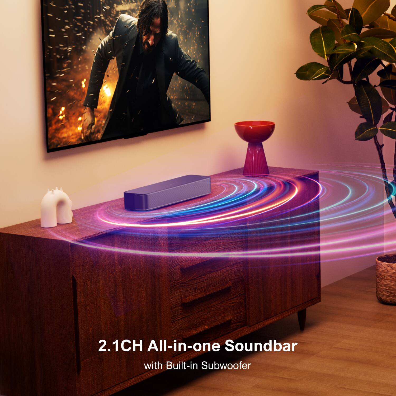 2.1CH All-in-one Soundbar with Built-in Subwoofer