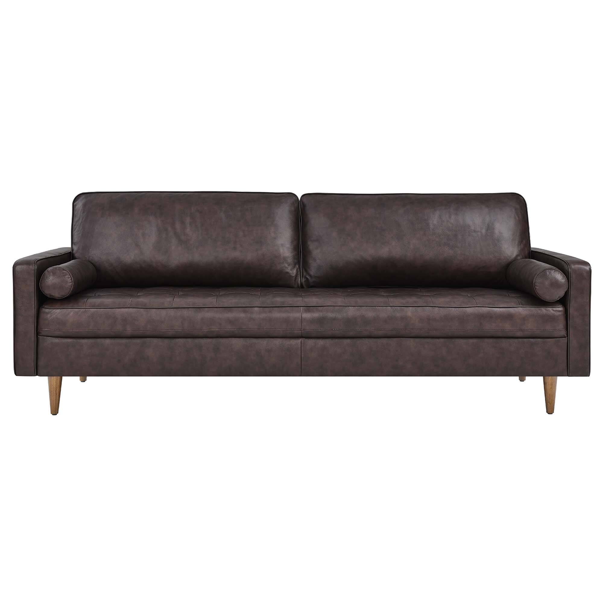 Alt View 3. Modway - Valour 88" Leather Sofa by Modway - Brown.