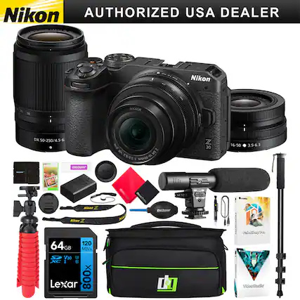 Nikon AUTHORIZED USA DEALER
Nikon Z 30
Nikon DX 50-250/4.5-6
Nikon DX 16-50/3.5-6.3
64GB 120 MB/s V30 800x Lexar
Nikon Z 30
Nikon DX 50-250/4.5-6
Nikon DX 16-50/3.5-6.3
Nikon Z 30
Nikon DX 50-250/4.5-6
Nikon DX 16-50/3.5-6.3
Nikon Z 30
Nikon DX 50-250/4.5-6
Nikon DX 16-50/3.5-6.3
Nikon Z 30
Nikon DX 50-250/4.5-6
Nikon DX 16-50/3.5-6.3
Nikon Z 30
Nikon DX 50-250/