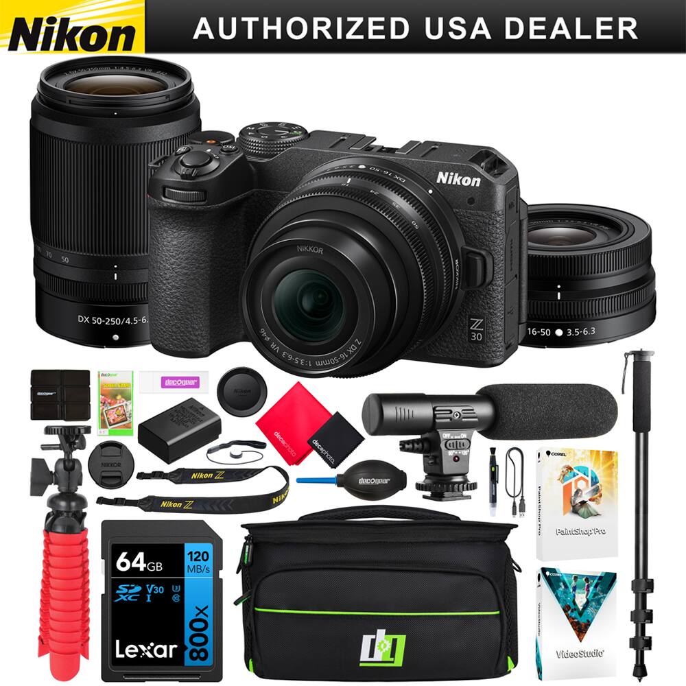 Nikon AUTHORIZED USA DEALER

Nikon Z 30

Nikon DX 50-250/4.5-6

Nikon DX 16-50/3.5-6.3

64GB 120 MB/s V30 800x Lexar

Nikon Z 30

Nikon DX 50-250/4.5-6

Nikon DX 16-50/3.5-6.3

Nikon Z 30

Nikon DX 50-250/4.5-6

Nikon DX 16-50/3.5-6.3

Nikon Z 30

Nikon DX 50-250/4.5-6

Nikon DX 16-50/3.5-6.3

Nikon Z 30

Nikon DX 50-250/4.5-6

Nikon DX 16-50/3.5-6.3

Nikon Z 30

Nikon DX 50-250/