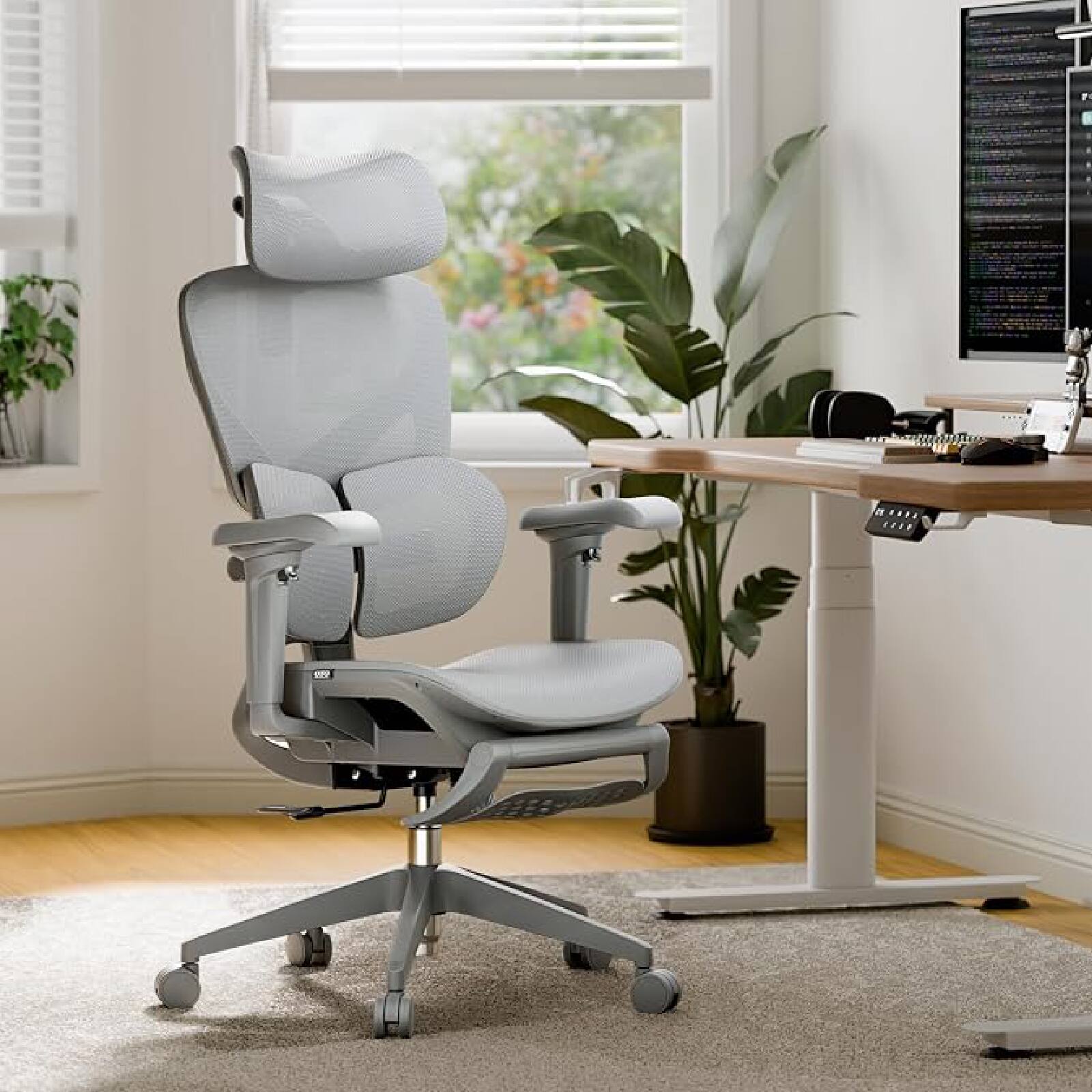 Alt View 1. OTO - OTO Zenpex Ergonomic Mesh Office Chair 1.96" Adjustable Seat Depth 135° Recline Backrest - Grey - Grey.