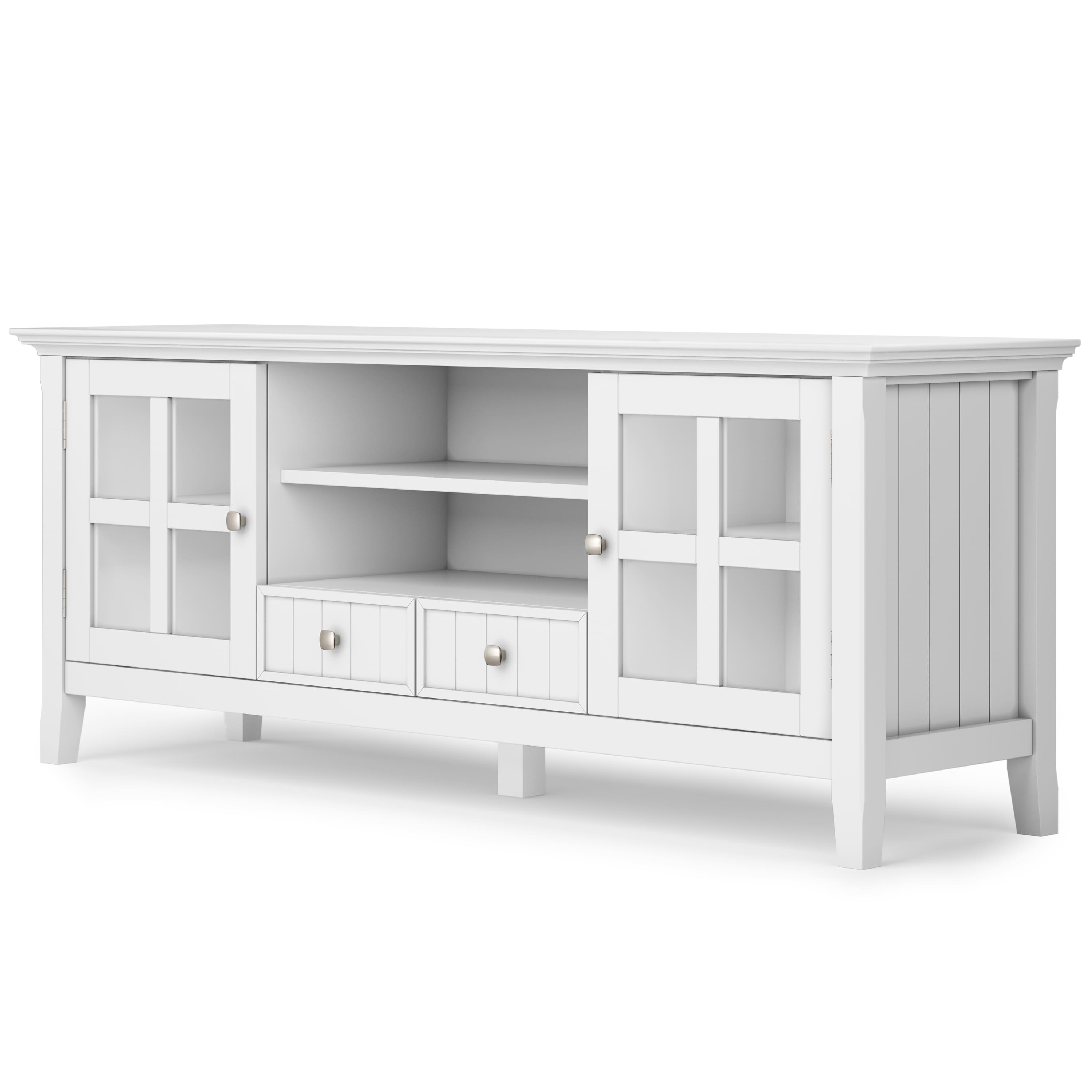 Angle. Simpli Home - Acadian Solid Wood 60 inch Wide Rustic TV Media Stand For TVs up to 65 inches - White.