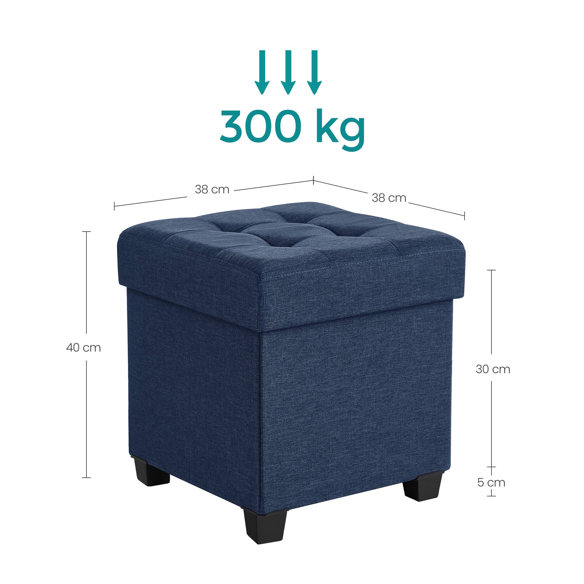 Alt View 1. Songmics Home - Storage Ottoman, Bedroom Bench with Storage, Foot Stool, 15 x 15 x 15.7 Inches - Midnight Blue.