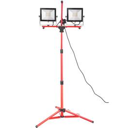 VEVOR - LED Work Light with Stand, 20000 Lumen Dual-head LED Work Light with 27.6\"-68.1\" Adjustable and Foldable Tripod Stand - Red