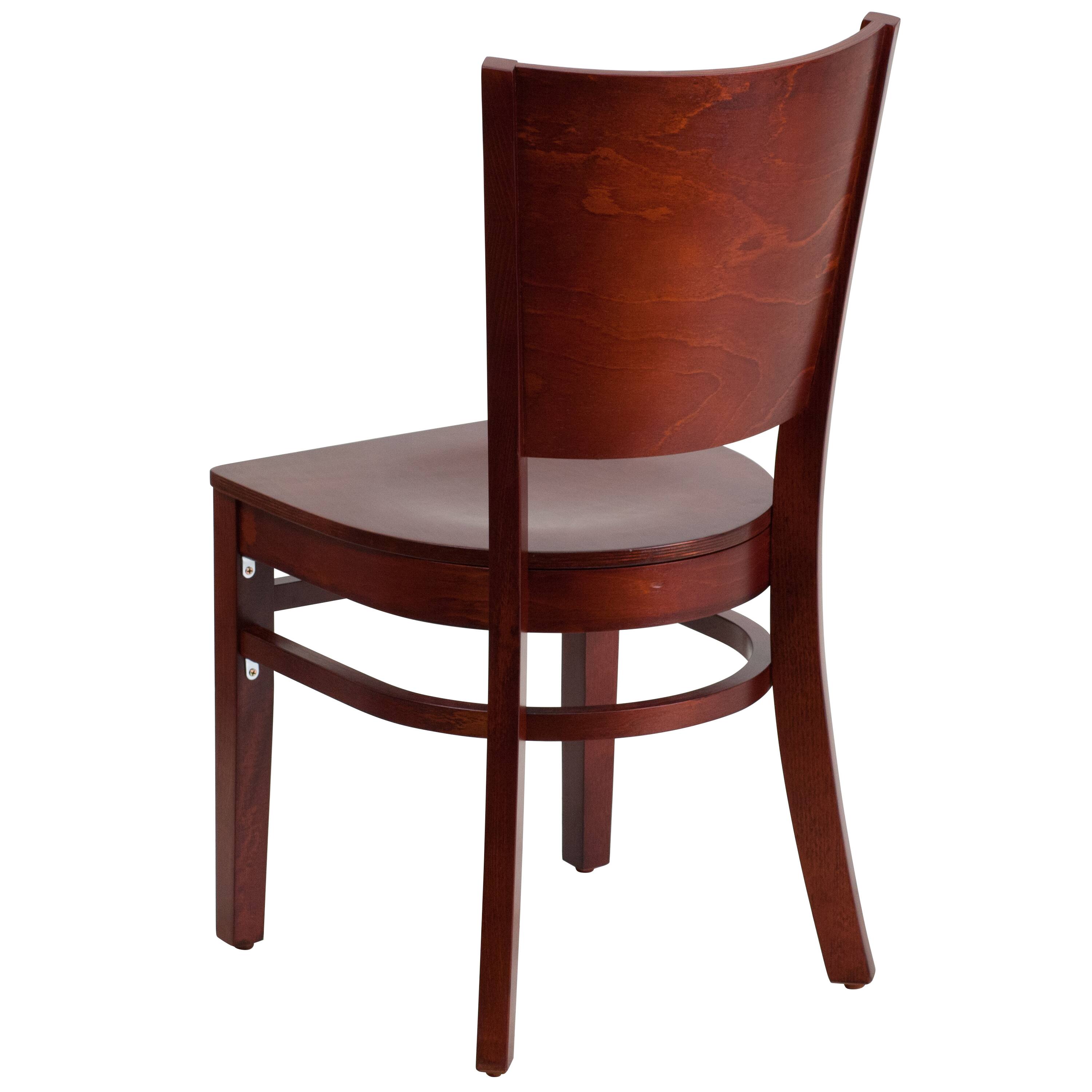 Alt View 3. Emma + Oliver - Solid Back Wooden Restaurant Dining Chair - Mahogany Wood Seat/Mahogany Wood Frame.