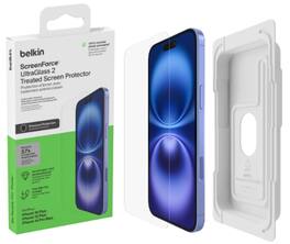 Belkin - ScreenForce UltraGlass 2 Screen Protector for iPhone 16 Plus, 15 Plus, & 14 Pro Max w/ Easy Align Tray - Clear