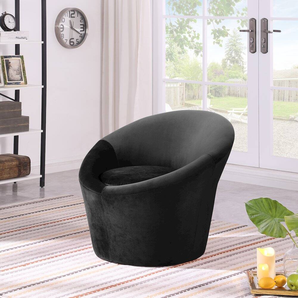Alt View 1. Meridian Furniture - Tristan Black Velvet Accent Chair - Black.