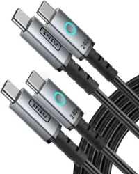 INIU - 240W USB C to USB C Cable, 6.6ft 2-Pack Fast Charging Type C Cable for iPhone 16 15 Samsung Macbook iPad Kindle, etc - Black - Front_Zoom